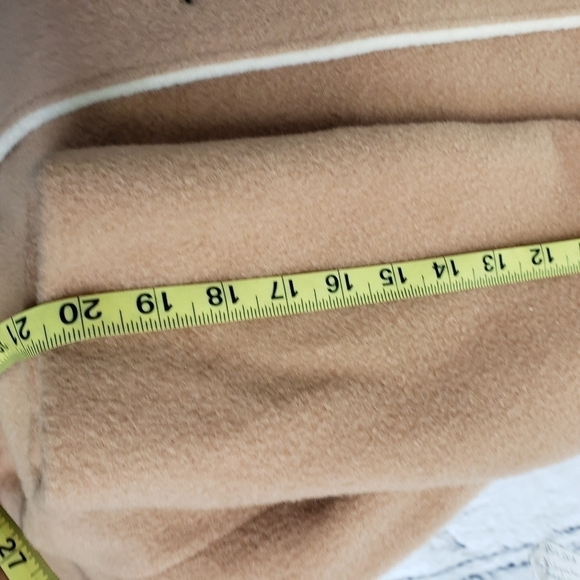 VINTAGE 90s Felted Wool Coat Med. Camel & Cream Midi Length GUC - Picture 9 of 15